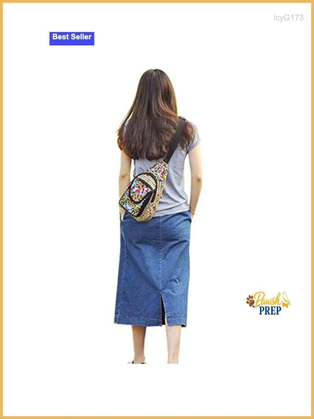 Embroidered Canvas Sling Backpack Crossbody Bag for Women Travel Daypack